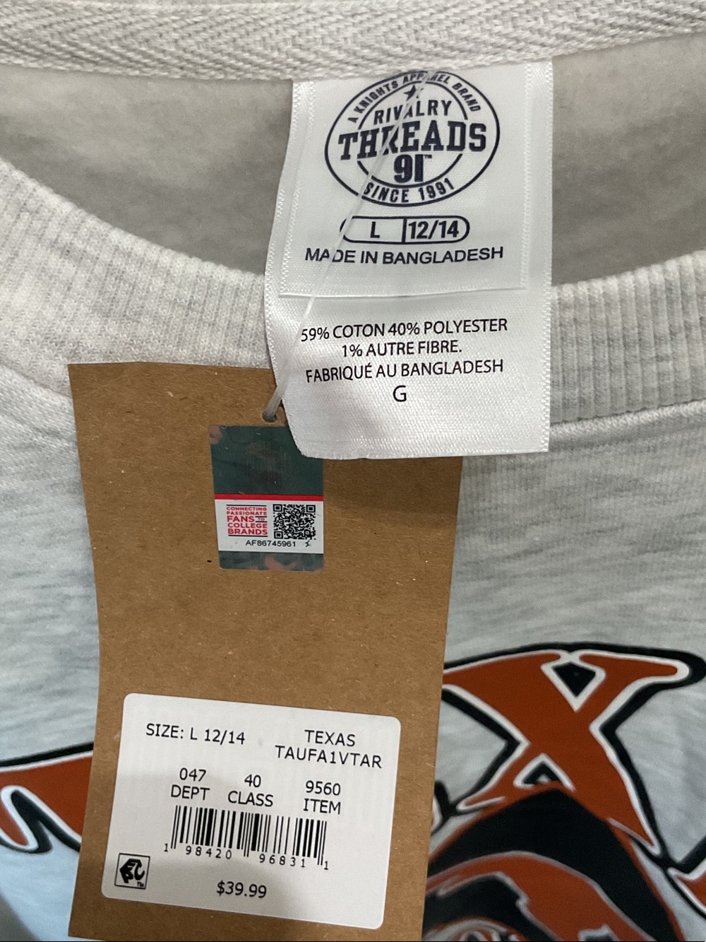 Rivalry Threads Gray Texas Longhorns Graphic Crewneck Sweatshirt - Picture 6 of 6